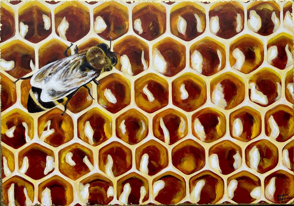 ”Bisyssla” tavla akryl på canvas 70x100 cm